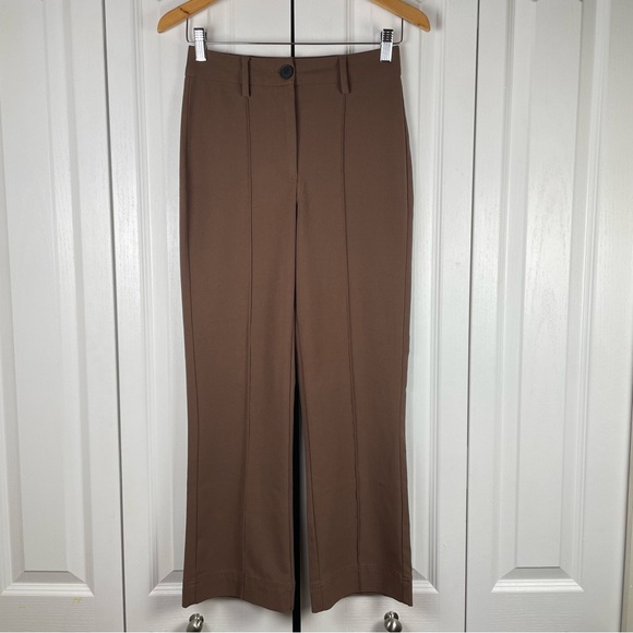 Bershka Slouchy Dad Tailored Pants Womens 4 Brown Straight Leg Career Academia - Picture 3 of 15
